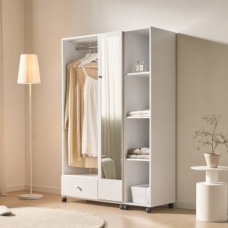 솔로리빙 무브 이동식 드레스룸 모듈 시스템 다용도 오픈 선반 틈새장 수납 옷장 300