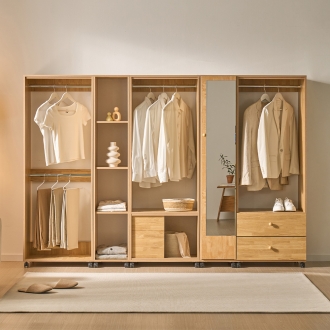 솔로리빙 무브 이동식 드레스룸 모듈 시스템 다용도 선반 틈새장 수납 전신거울 옷장 300