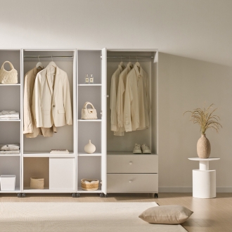 솔로리빙 무브 이동식 드레스룸 모듈 시스템 오픈 행거 슬라이드 수납 옷봉장 600