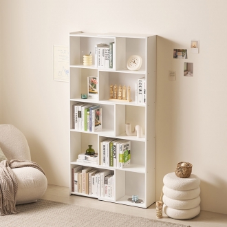 다안 E0목재 LPM 가로확장 드래그 5단책장 확장형책장 수납장식장