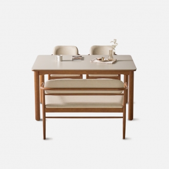 [라룬제이] 모나크 원목 세라믹 벤치 4인 식탁세트