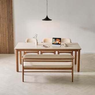 [라룬제이] 모나크 세라믹 벤치 6인 원목 식탁세트