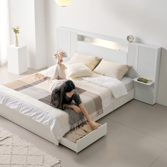 프린홈 스테이온 LED 호텔 확장형 리노서랍 SS/Q 침대프레임 (방수커버 이벤트)