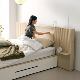 프린홈 스테이온 LED 호텔 확장형 2단 포서랍 SS/Q 침대프레임 (방수커버 이벤트)