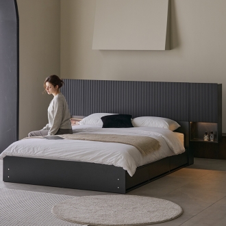 라자가구 미드나잇 LED 호텔 확장형 멀티수납 SS/Q 침대프레임 (방수커버 이벤트)