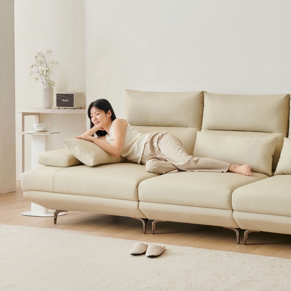 [단독특가] 동서가구 뮤즈 실리콘 레더 스윙 가죽 소파 4인 3인 가죽소파