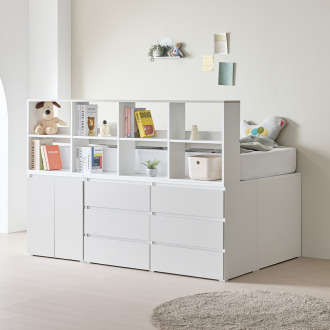 동서가구 E0 볼트 책장가드형 벙커침대 A타입 (600 수납장+1400 서랍장) DF928212