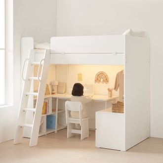 [단독특가]동서가구 E0 코니 벙커침대 안전가드 사다리형 수납계단형 서랍장 이동책상 LED조명