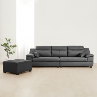 동서가구 카라 천연면피가죽 4인 소파＋스툴