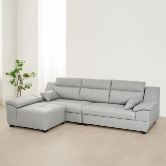 동서가구 카라 천연면피가죽 라텍스탑 4인 소파＋카우치형스툴