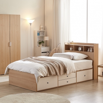 동서가구 킨더 수납헤드 2단 SS 슈퍼싱글침대(양면매트리스포함)