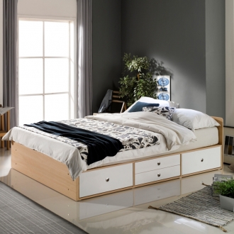 [단독특가] 동서가구 레몬 2단 수납 SS/Q 침대 모음 (+매트리스 선택)