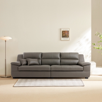 [단독특가] 동서가구 테라 천연면피가죽 4인 소파 (스툴선택)