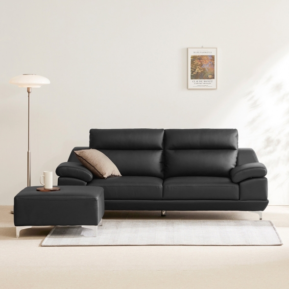 [단독특가]동서가구 뉴테라 천연면피가죽 3인 4인 소파(스툴선택)