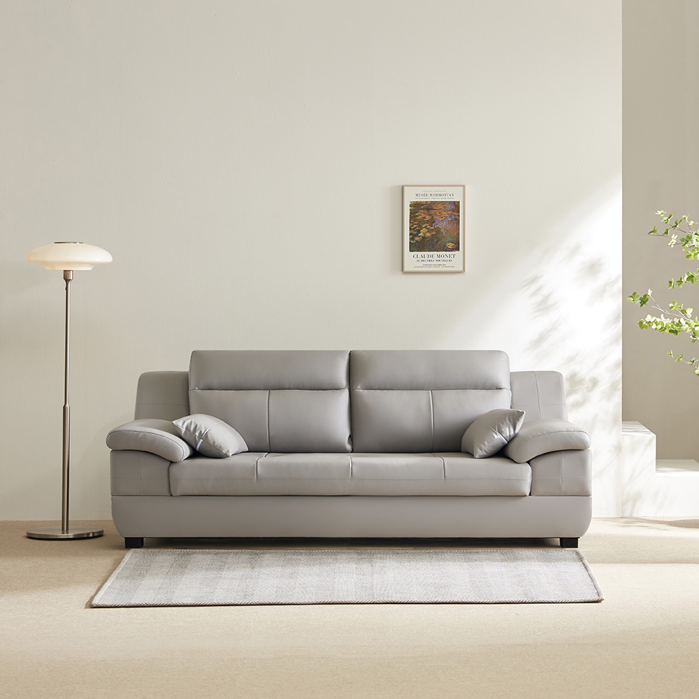 [단독특가] 동서가구 테라 천연면피가죽 3인 소파(스툴미포함)