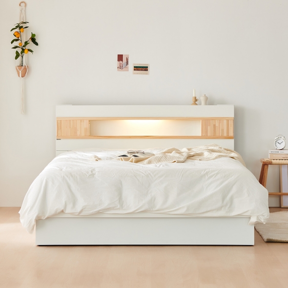 [단독특가] 동서가구 디아 LED편백 평상형 SS/Q 침대 (+매트리스 선택)