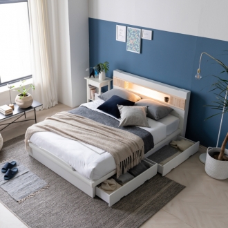 [단독특가] 동서가구 디아 LED편백 평상형 수납 SS/Q 침대 10종 모음 (+매트리스 선택)