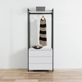동서가구 쏘노 LPM 오픈형 800 철제 드레스룸 3단 서랍장 행거 옷장 3colors