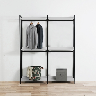 동서가구 쏘노 LPM 오픈형 1600 철제 드레스룸 2단 행거 옷장 세트 3colors