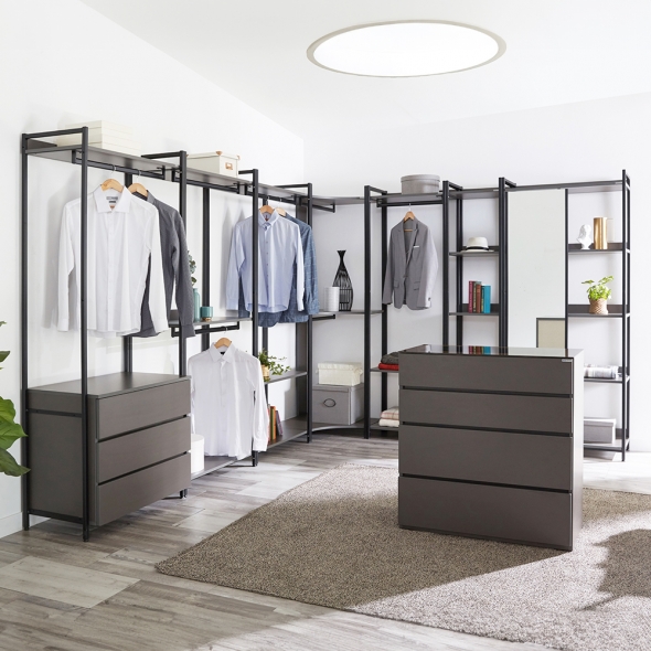 [단독특가]동서가구 쏘노 LPM 철제 시스템 드레스룸 옷장 전신거울 수납 선반장 14종 3colors