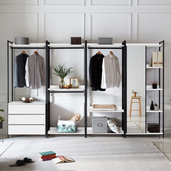 [단독특가]동서가구 쏘노 LPM 철제 시스템 드레스룸 옷장 전신거울 수납 선반장 14종 3colors