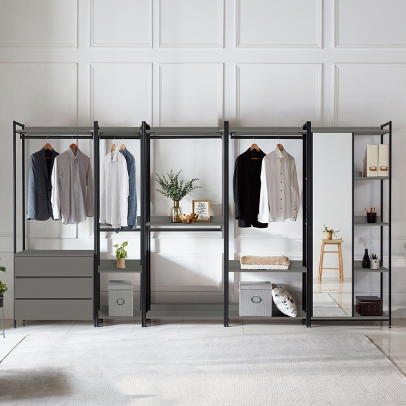 [단독특가]동서가구 쏘노 LPM 철제 시스템 드레스룸 옷장 전신거울 수납 선반장 14종 3colors