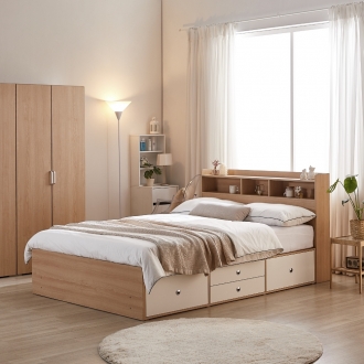 [단독특가] 동서가구 킨더 2단 수납 수납헤드 침대 SS / Q+매트리스 선택