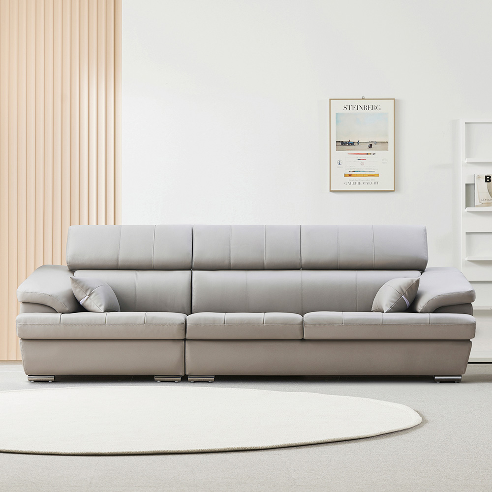 [단독특가]동서가구 플렉스 무빙헤드 천연 소가죽 천연면피 4인 소파 (+스툴선택)