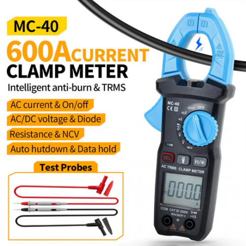 MC-40 클램프 미터 디지털 멀티미터 (600V/600A, 6000카운트, True RMS)