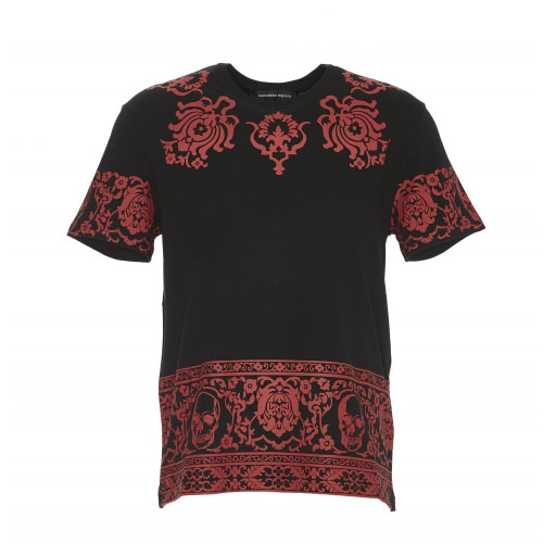 알렉산더맥퀸 프린트 티셔츠 Alexander Mcqueen skull border printed tshirt 463984QJZ70