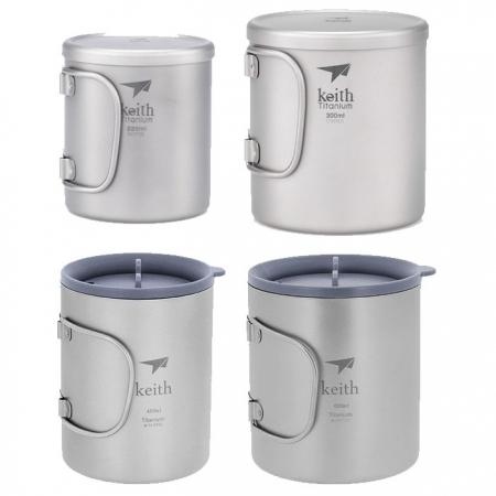 키이스 더블월 폴딩 머그/Double-Wall Titanium Mug with Folding Handle and Lid