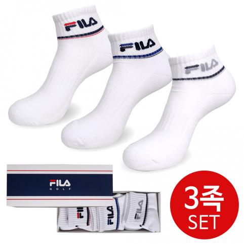 휠라 FILA 골프 스포츠 단목 앵클 남성 양말 3족 세트 / 선물 기프트 패키지