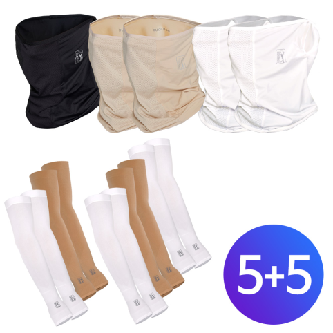 PGA 투어 쿨드레프트 UV 쿨링 마스크 5장 + 손가락 팔토시 5장