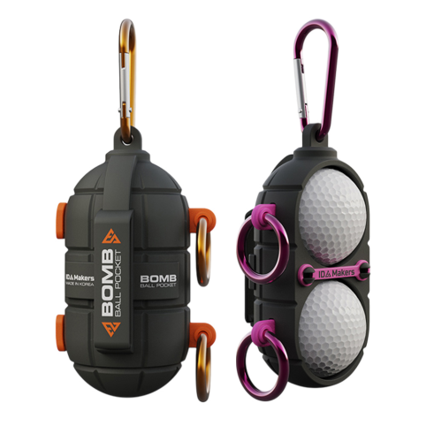 아이디메이커스 안전핀을 당기면 볼이 자동으로 빠지는 수류탄 골프공파우치 케이스 BOMB2구