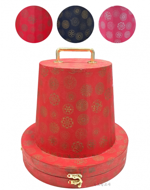 한지 꽃갓 모자통(홍색,남색,분홍)