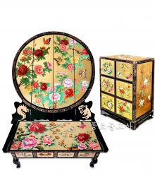 금목단 세트 (병풍,경상,서랍장)