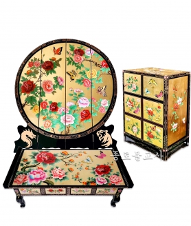 금목단 세트 (병풍,경상,서랍장)