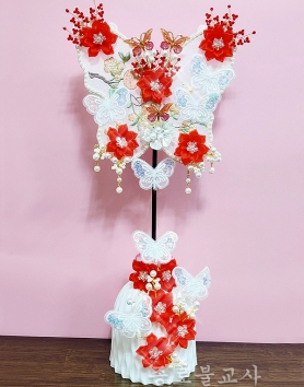 자수나비선녀부채 (빨강)
