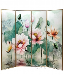 연꽃병풍 4폭