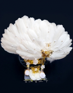 나비 선녀(쌍)부채 (흰색)