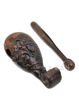 잉어 연꽃 옻칠조각목탁 4치/4.5치