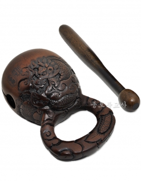 용조각(손잡이조각)옻칠조각목탁 4치~5.5치