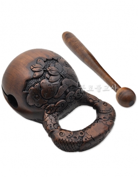 연꽃조각(손잡이조각)옻칠조각목탁 4치~5.5치