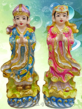 도금칠보 바람동자세트(청홍) 2자