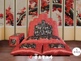 단홍색 양단 + 검정색 자수단