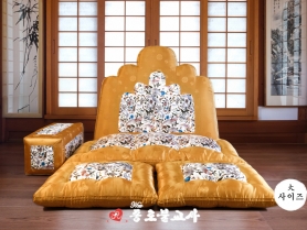 황금겨자 양단 + 흰색 자수단