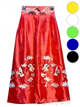 꽃가라 학 치마 (홍색,노랑,백색,연두,남색,검정)