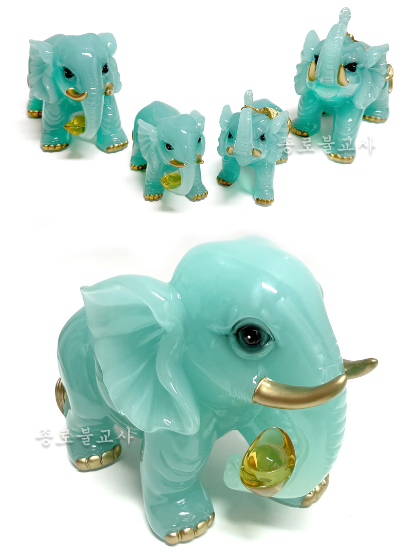 행운의 돈들어오는 옥코끼리 (小, 中)