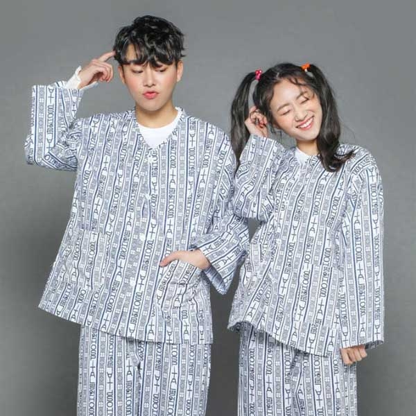 블루 환자복 반티 - [ 상의 긴소매 ] : [ ENS133 ]