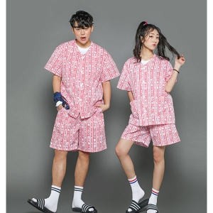 핑크색 환자복 반티 - [ 상의 반소매 ] : [ ENS122 ]